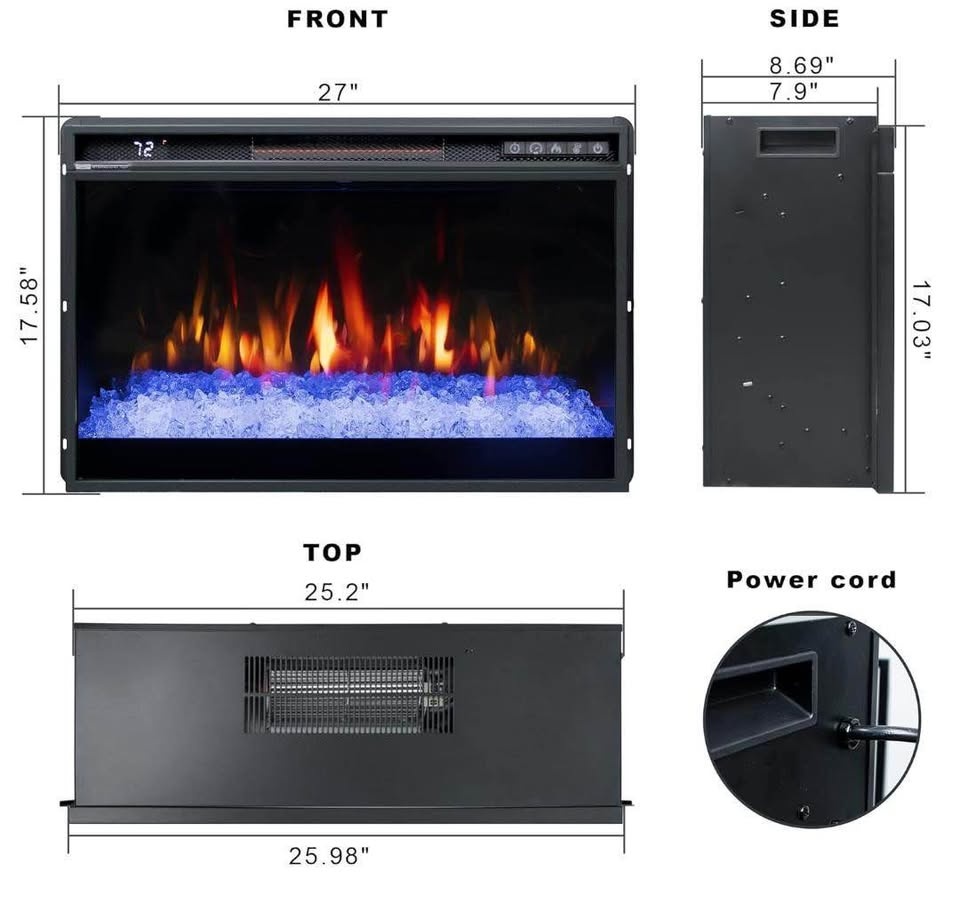 26" Crystal Electric Fireplace Insert - 1500W - photo 2