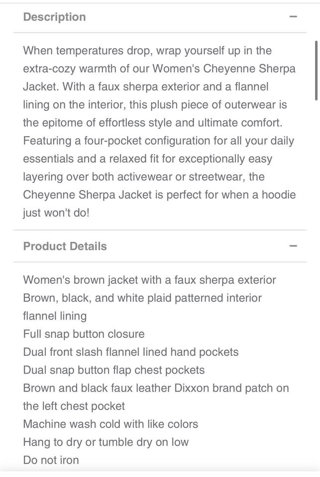 DIXXON WOMENS SHERPA JACKET - LG - photo 4