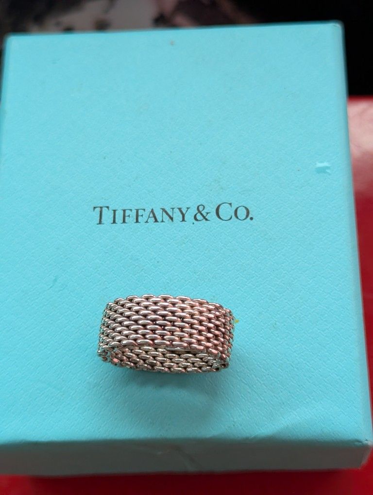 Tiffany And Co Sterling Silver Mesh Ring Sz 6