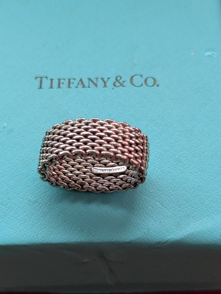 Tiffany And Co Sterling Silver Mesh Ring Sz 6 - photo 2