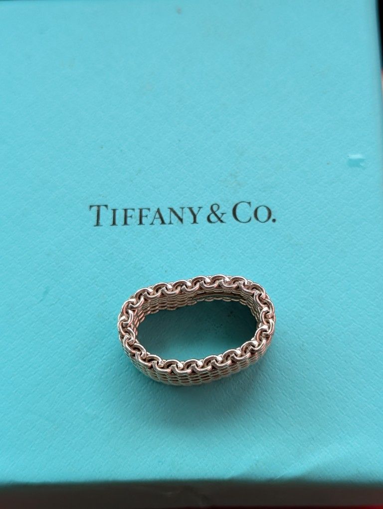 Tiffany And Co Sterling Silver Mesh Ring Sz 6 - photo 3