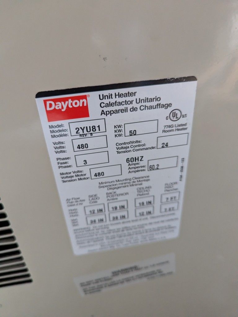 Dayton 2yu81 Electric Commercial Shop Heater - photo 4