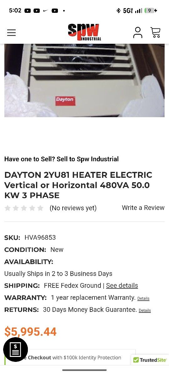 Dayton 2yu81 Electric Commercial Shop Heater - photo 5