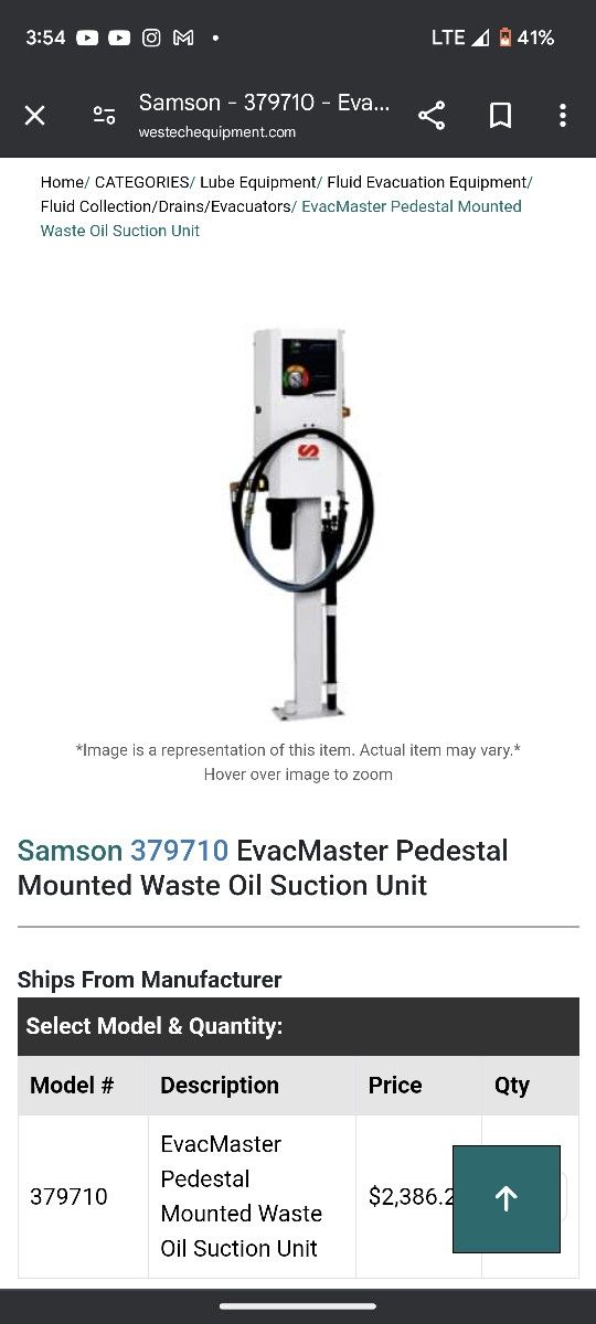 Samson Evacmaster Pedestal Waste Oil Suction Unit - New - photo 2