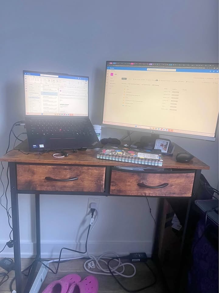 Compact Work Desk with 2 Drawers