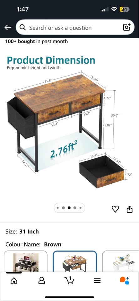 Compact Work Desk with 2 Drawers - photo 2
