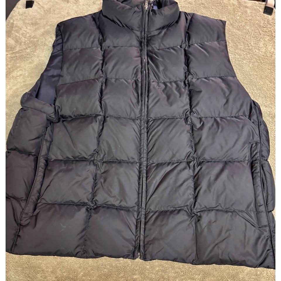 Eddie Bauer Goose Down Puffer Vest Mens XXL Black Full Zip