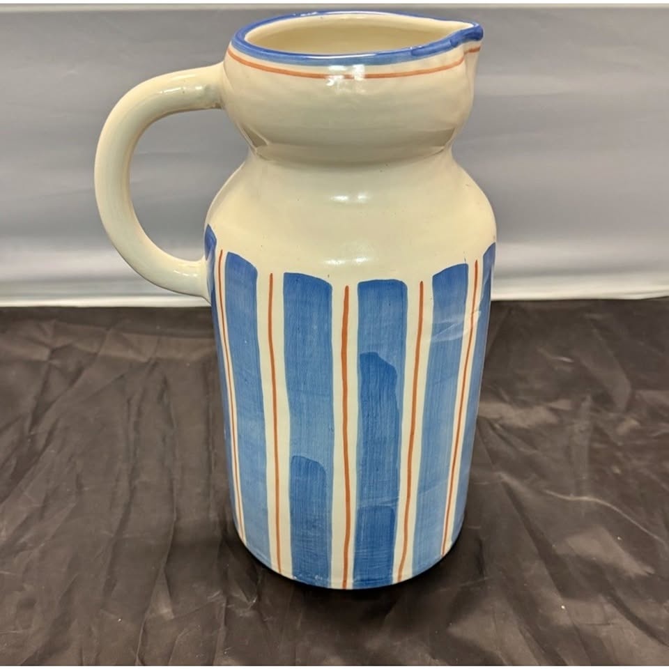 Ceramiche Tombelli Striped Painted Pitcher Made in Italy