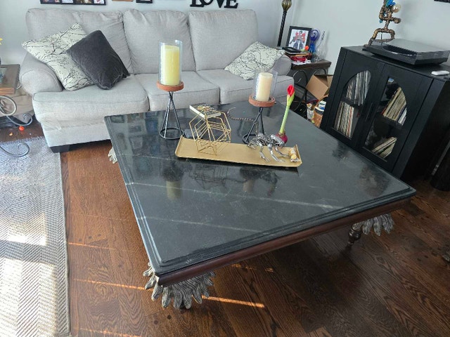 Oversize Black Natural Stone Coffee Table