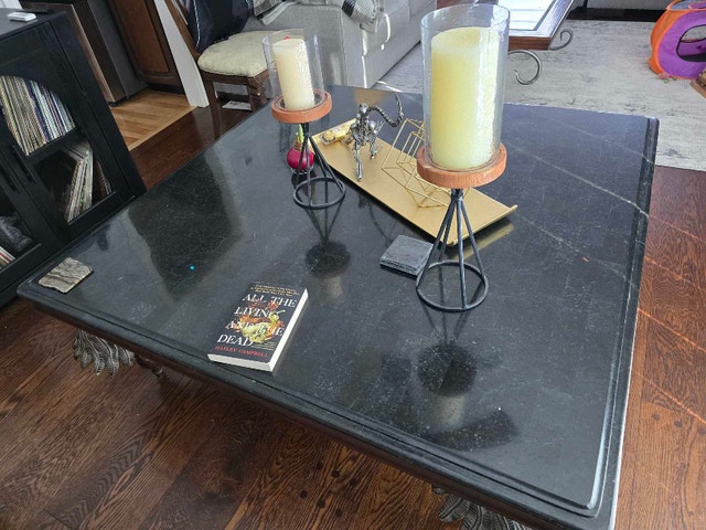 Oversize Black Natural Stone Coffee Table - photo 2