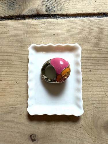 Vintage Multi-Colored Enamel Zircon Flower Ring