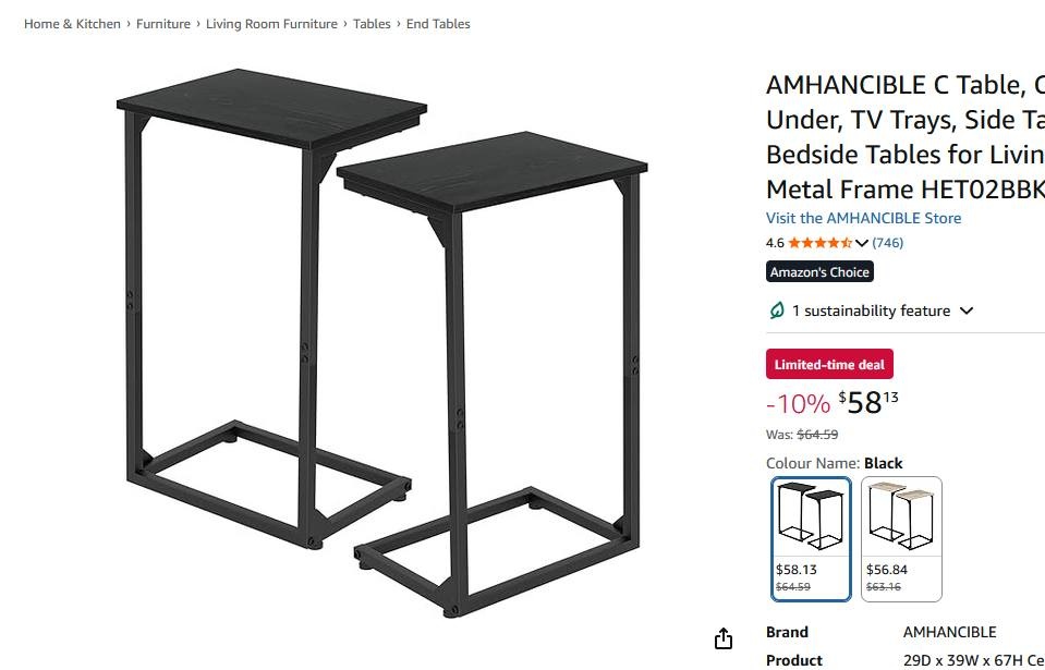 2 pcs NEW Slide-Under Side Tables / TV Trays