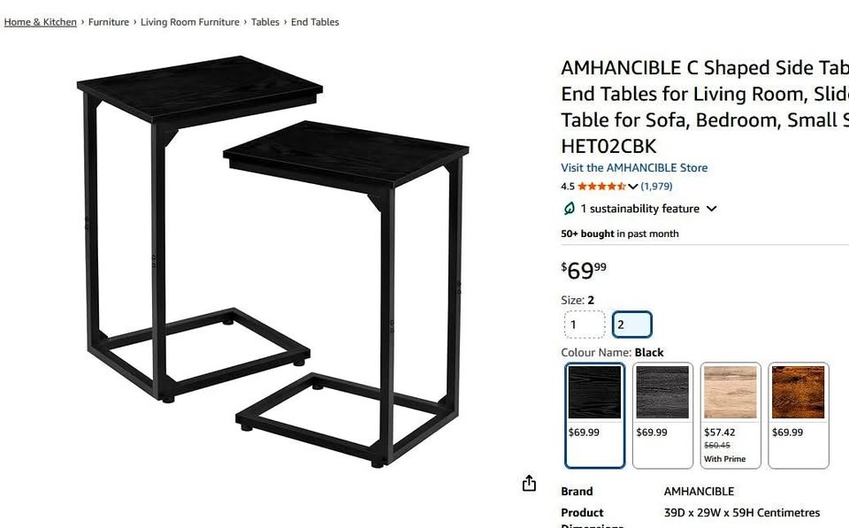 NEW Side Table, Set of 2, End Tables, Night Stand