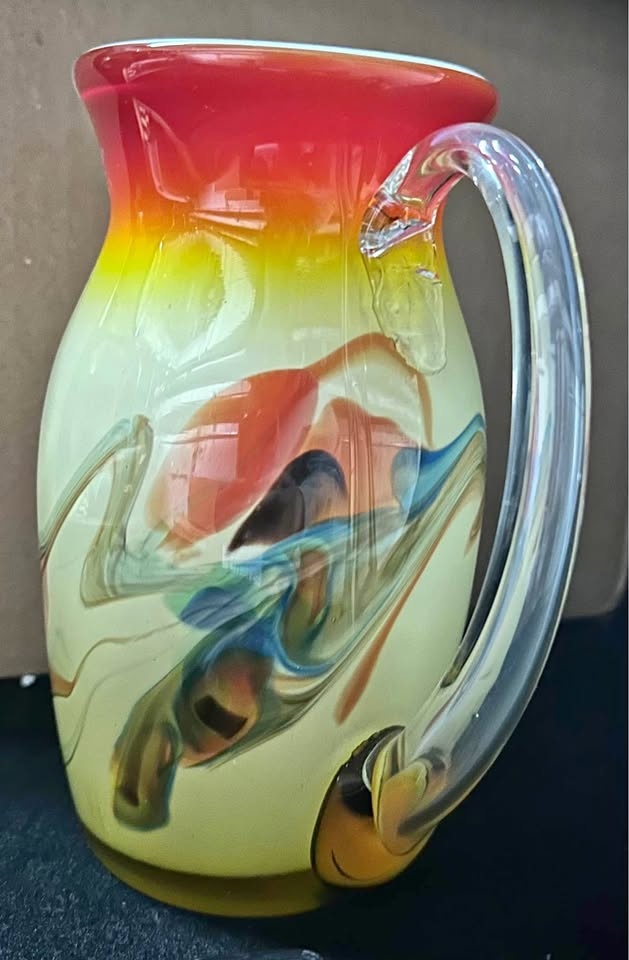 Colorful Art Glass Pitcher / Vase