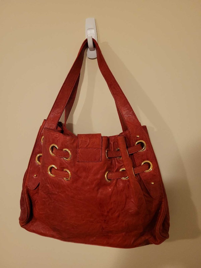 Authentic Women's Red Jimmy Choo Ramona Shoulder Tote Bag - photo 2