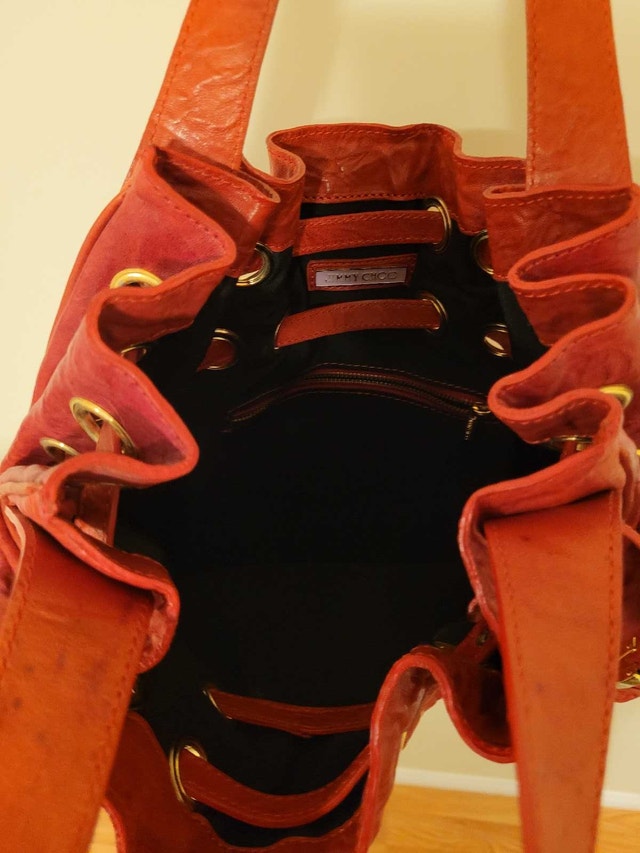 Authentic Women's Red Jimmy Choo Ramona Shoulder Tote Bag - photo 5