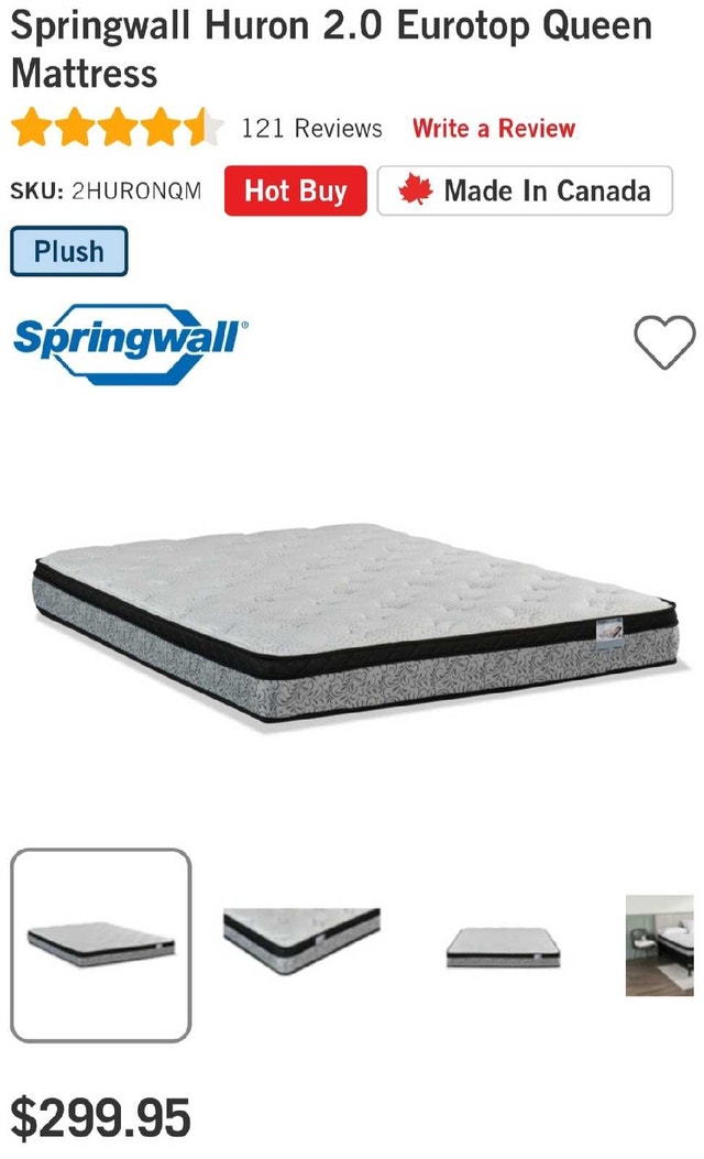 Brand New The Brick SpringWall Huron 2.0 EuroTop Queen Mattress - photo 4