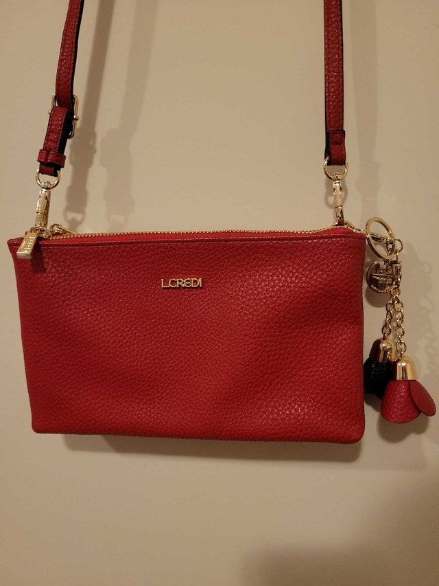 New Women's Lcredi Red Crossbody Bag With Two Rose Charms - photo 4