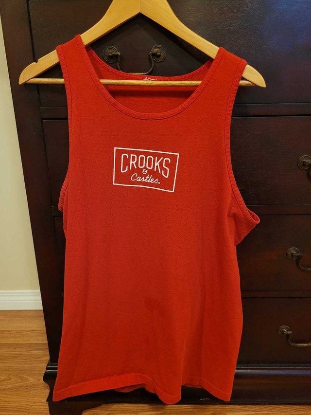 Men's Crooks & Castles Bold Red Tank Top Shirt Size Large