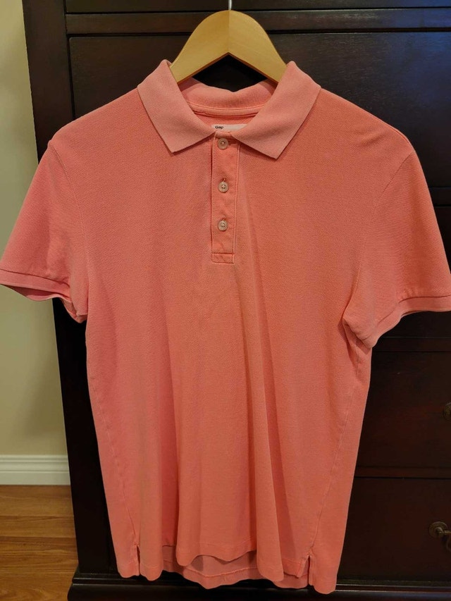 Brand New GAP Men's Medium Coral Light Pink Polo Shirt
