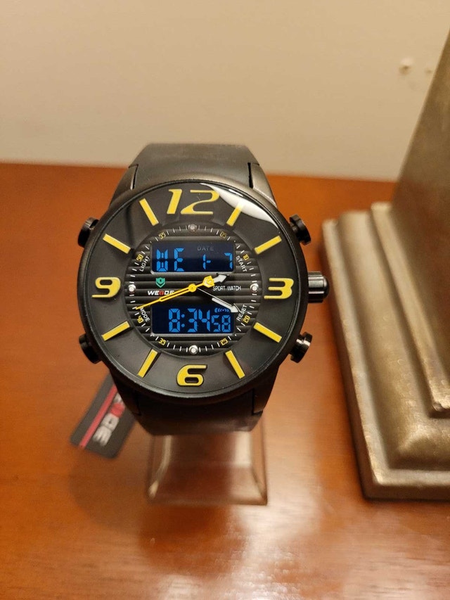 Brand New Yellow Weide Sport Digital Dual Time Men's Watch