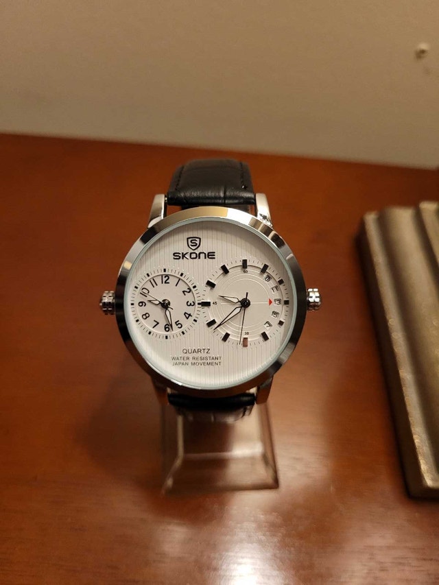 Brand New Skone Silver & White Dual Dial Men's Watch