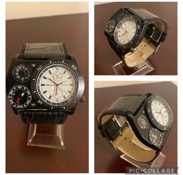 White Oulm Watch with Thermometer and Compass