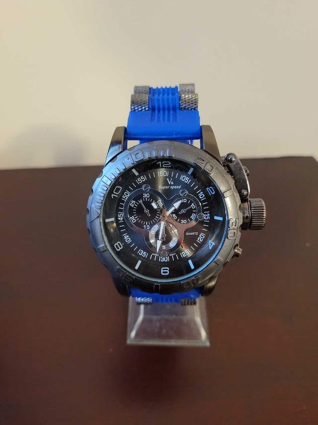New Men's Blue V6 Super speed Watch