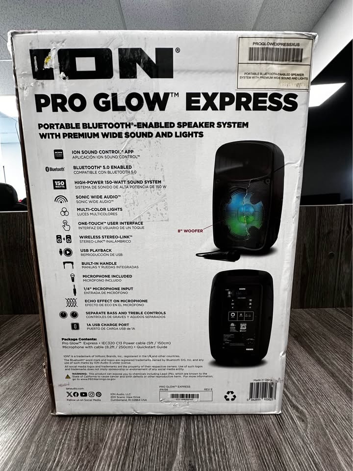 ION Pro Glow Express Bluetooth Party Speaker w/ Lights & Microph - photo 3