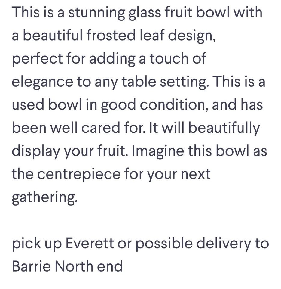 Frosted and clear, leaf design, glass fruit bowl - photo 2