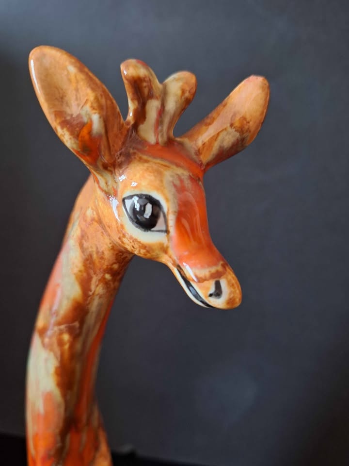 Vintage Orange Gold Ceramic Giraffe Figure - photo 2