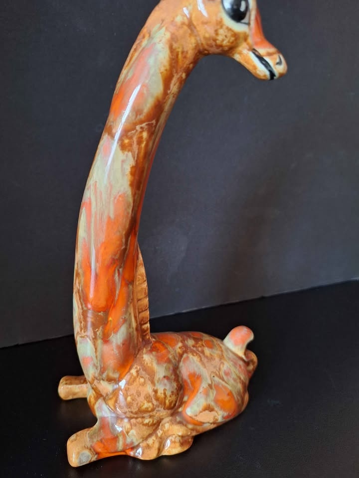 Vintage Orange Gold Ceramic Giraffe Figure - photo 3