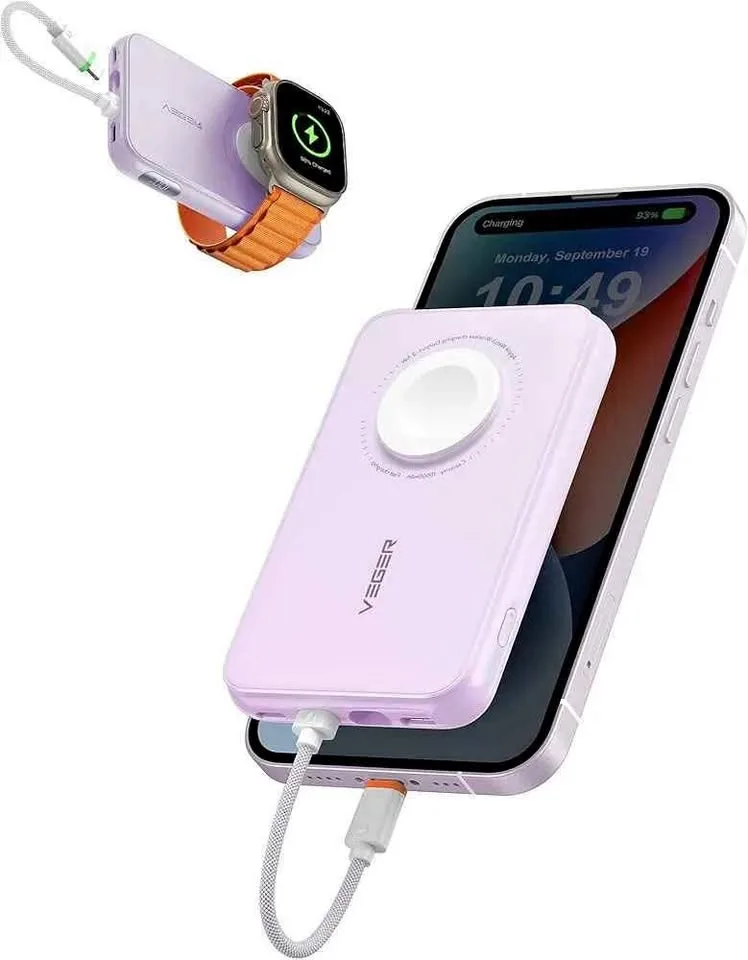 VEGER Portable Charger for iPhone, 10000mAh, Purple thumbnail