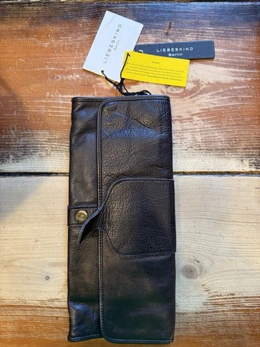 Liebeskind Black Leather Clutch Bag W/ Zip Pocket & CC Holder