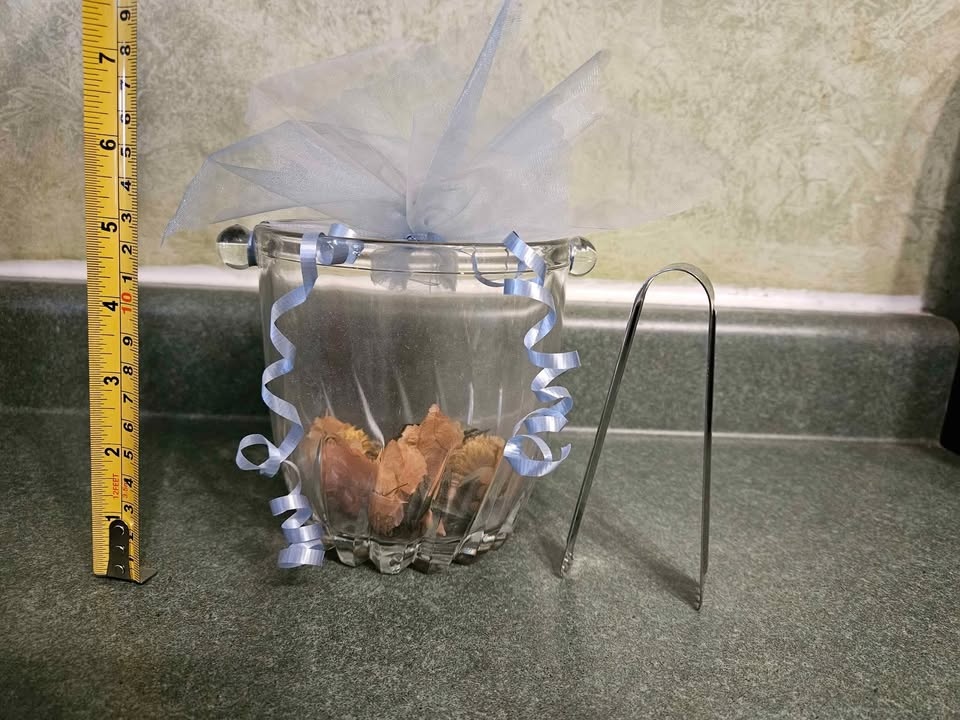 5" Glass Ice Bucket with Handles and Tongs - photo 3