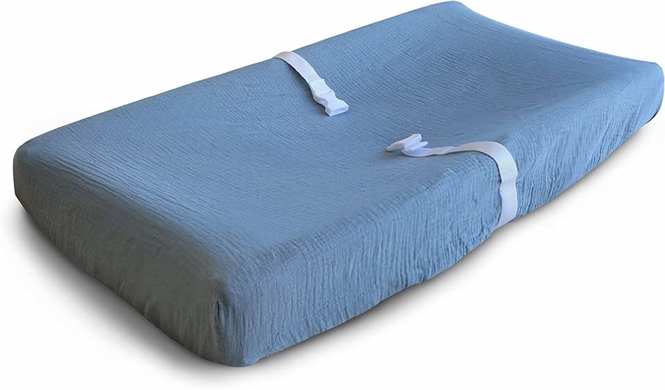 Mushie Extra Soft Muslin Changing Pad Cover (Tradewinds) - photo 2