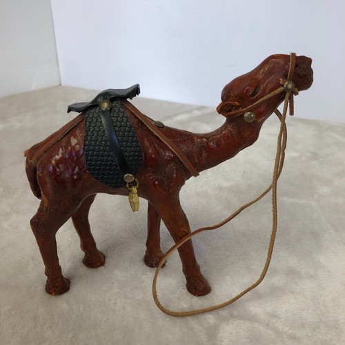Vintage Handcrafted Leather Wrapped Camel Figurine - photo 2