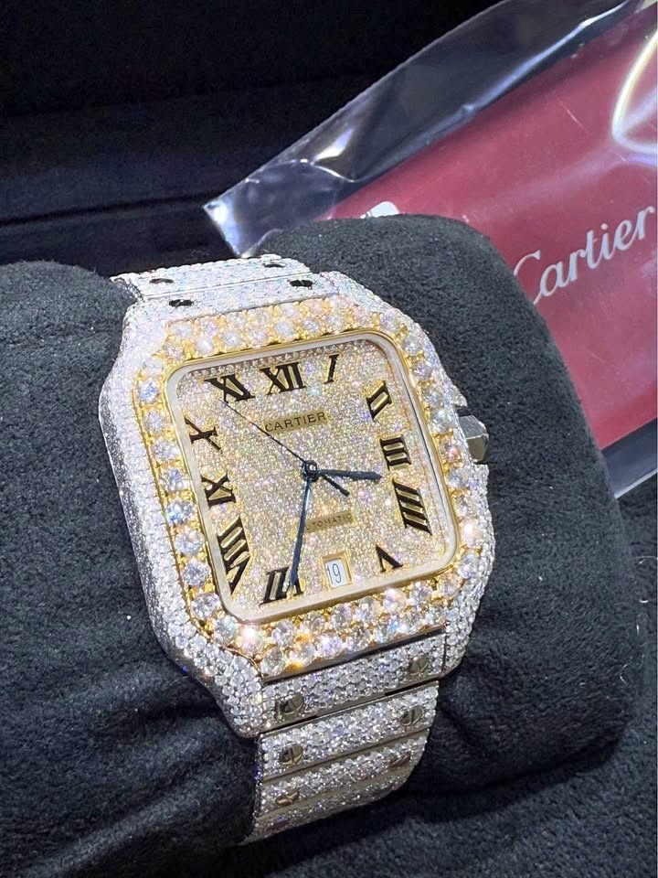 Natural Diamond Cartier Santos Men's Watch