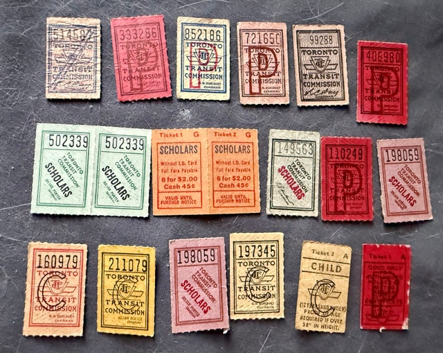 Vintage Toronto Transit Commission Tickets