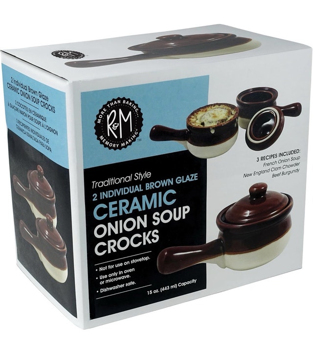 2 Ceramic 15 Ounce French Onion Soup Crocks