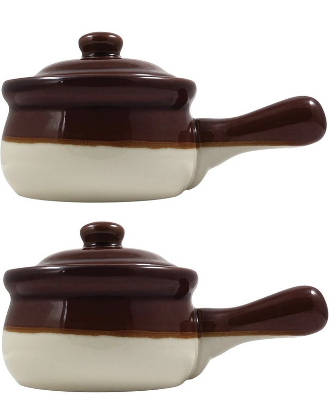 2 Ceramic 15 Ounce French Onion Soup Crocks - photo 2