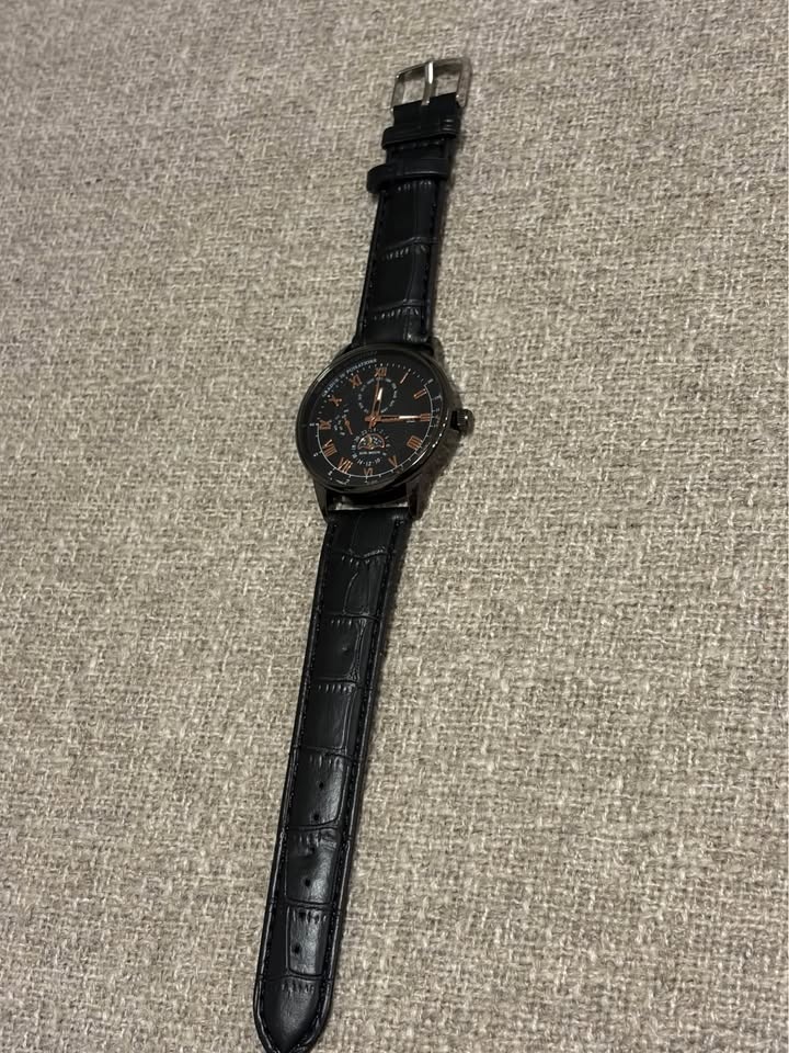 New Men's Black Watch – Leather Strap - photo 2