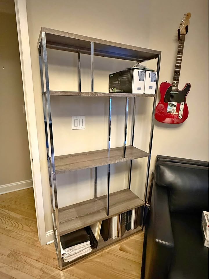Silver & Wood Bookshelf