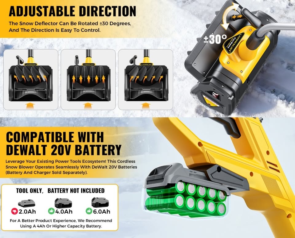 Cordless Snow Blower Lightweight Snow Thrower - photo 5