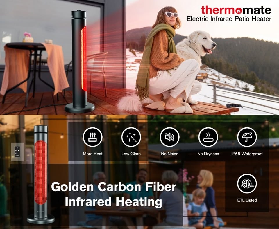 1500W Electric Infrared Patio Heater w/ Remote - photo 4