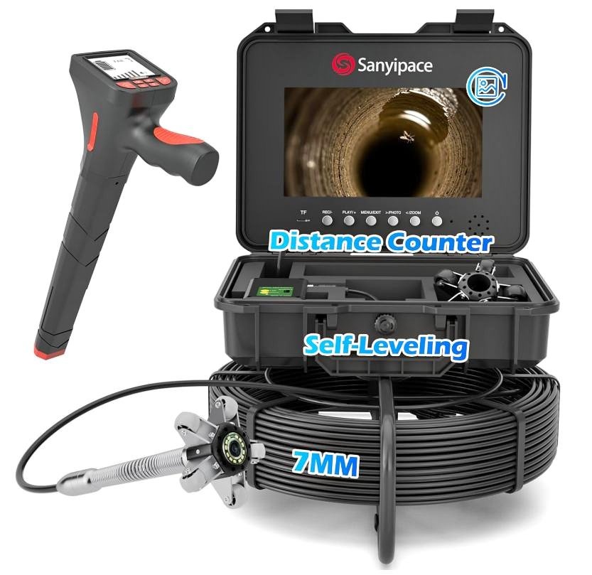 7mm Sewer Camera w/ Locator & 512Hz Transmitter, 165FT