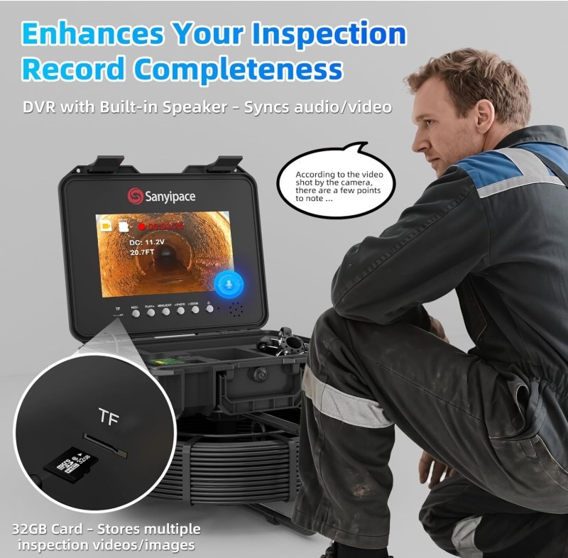 7mm Sewer Camera w/ Locator & 512Hz Transmitter, 165FT - photo 3