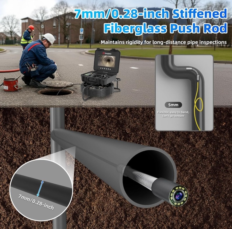 7mm Sewer Camera w/ Locator & 512Hz Transmitter, 165FT - photo 4