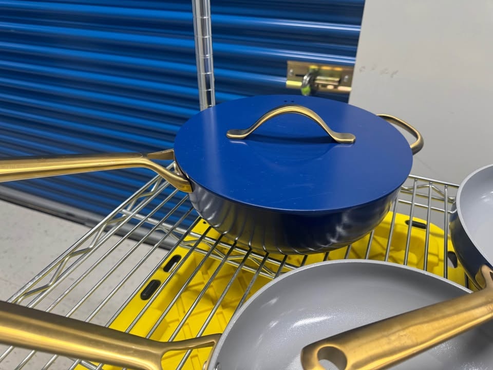 10-Piece Ceramic Cookware Set - Navy with Gold Handles - photo 4
