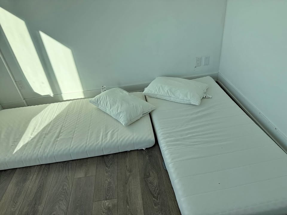 2 Twin Mattresses with Queen Pillows